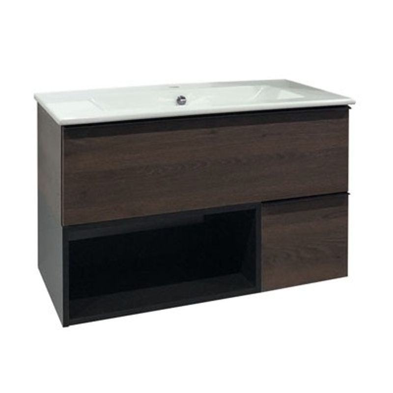 Тумба подвесная Comforty Франкфурт 75 с раковиной 75E дуб шоколадно коричневый 