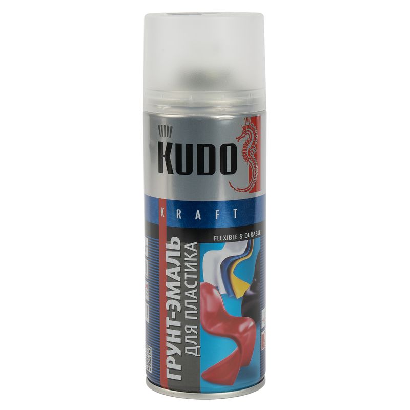 Грунт-эмаль аэрозольная для пластика Kudo черная матовая 0,52л