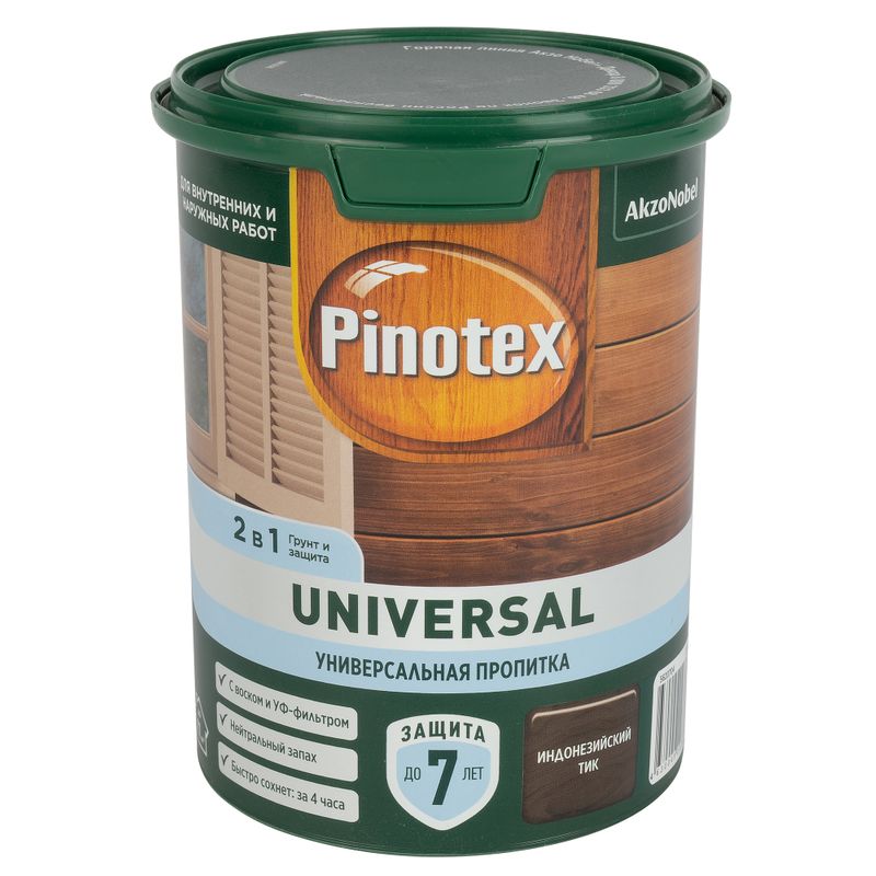Пропитка 2в1 Pinotex Universal индонезийский тик полуматовая 0,9л