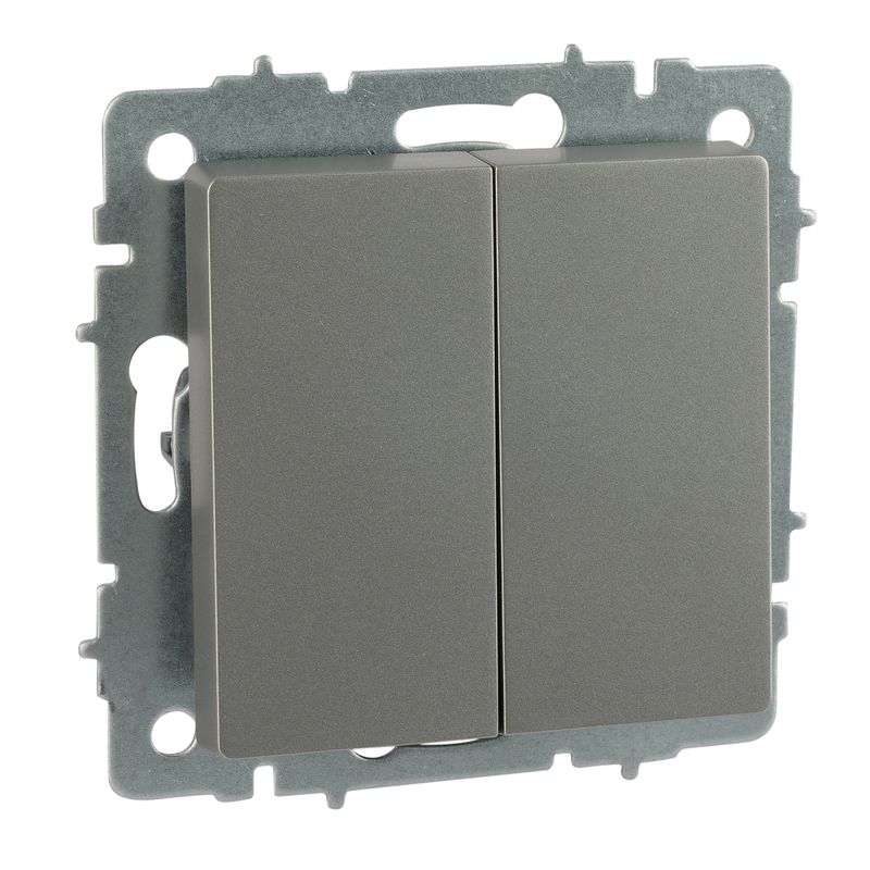 Механизм выключателя двухклавишный Brite сталь IP20 IEK