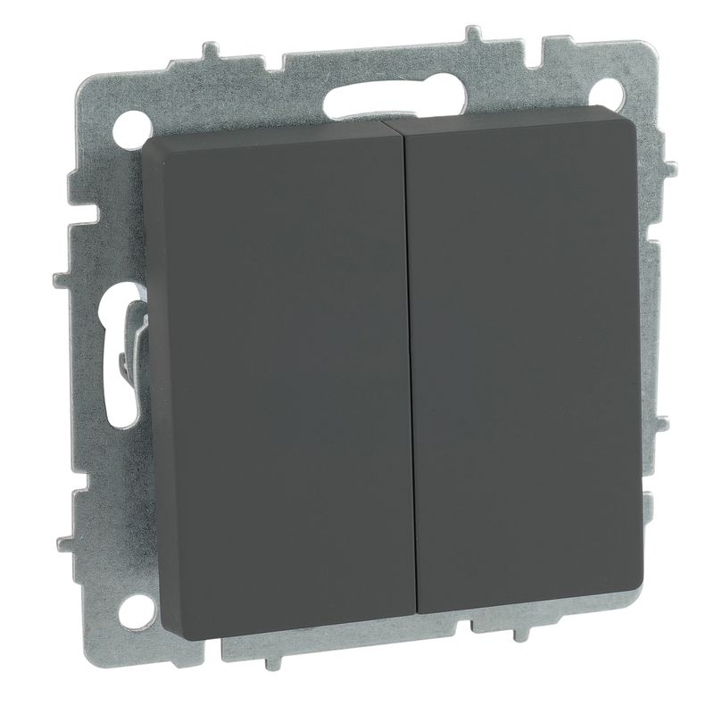 Механизм выключателя двухклавишный Brite графит IP20 IEK
