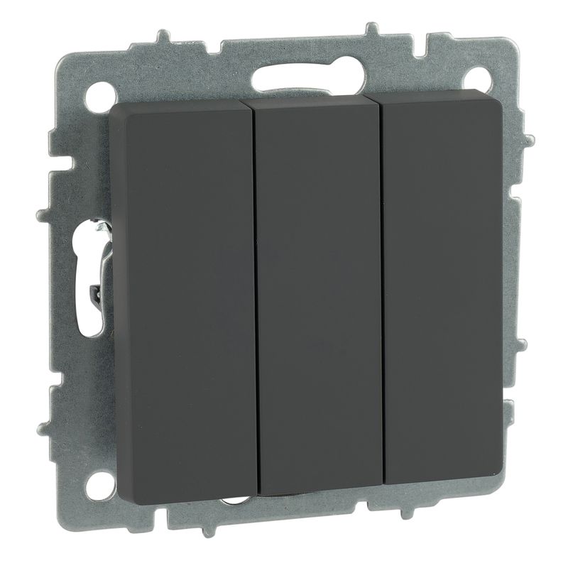 Механизм выключателя трехклавишный Brite графит IP20 IEK