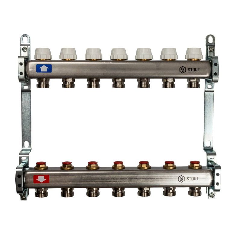 Коллекторная группа Stout 1" на 7 выходов без расходомеров