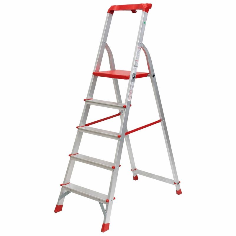 Стремянка алюминиевая 5 ступеней профессиональная с органайзером 1,08м Новая высота