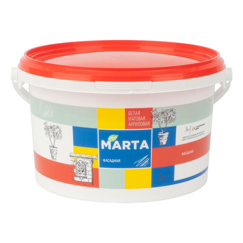 Краска фасадная MARTA ECO база А 3 кг
