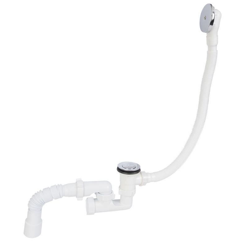 Сифон для ванны Орио регулируемый 1 1/2" х 40 с выпуском клик-клак и гибкой трубой А-25089
