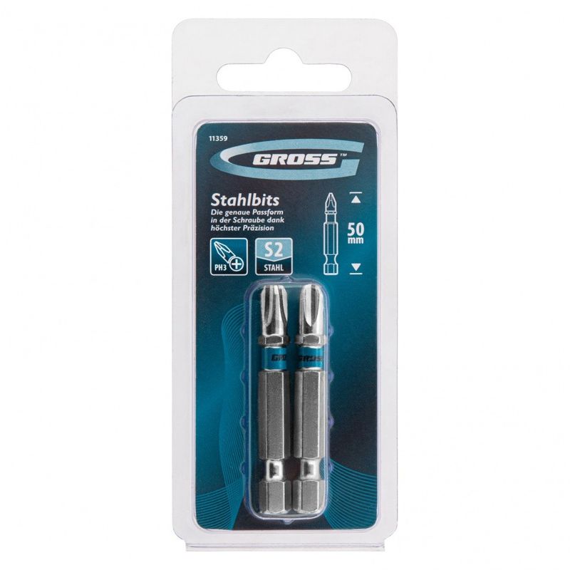 Биты Gross PH3х50 мм 2 шт