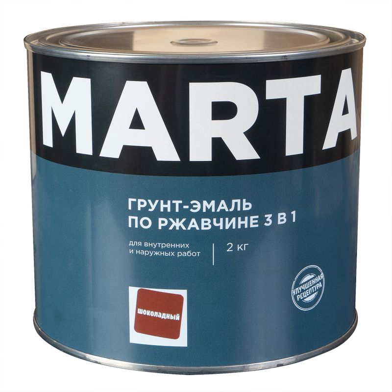 Грунт-эмаль по ржавчине 3в1 Марта шоколадная глянцевая 2кг