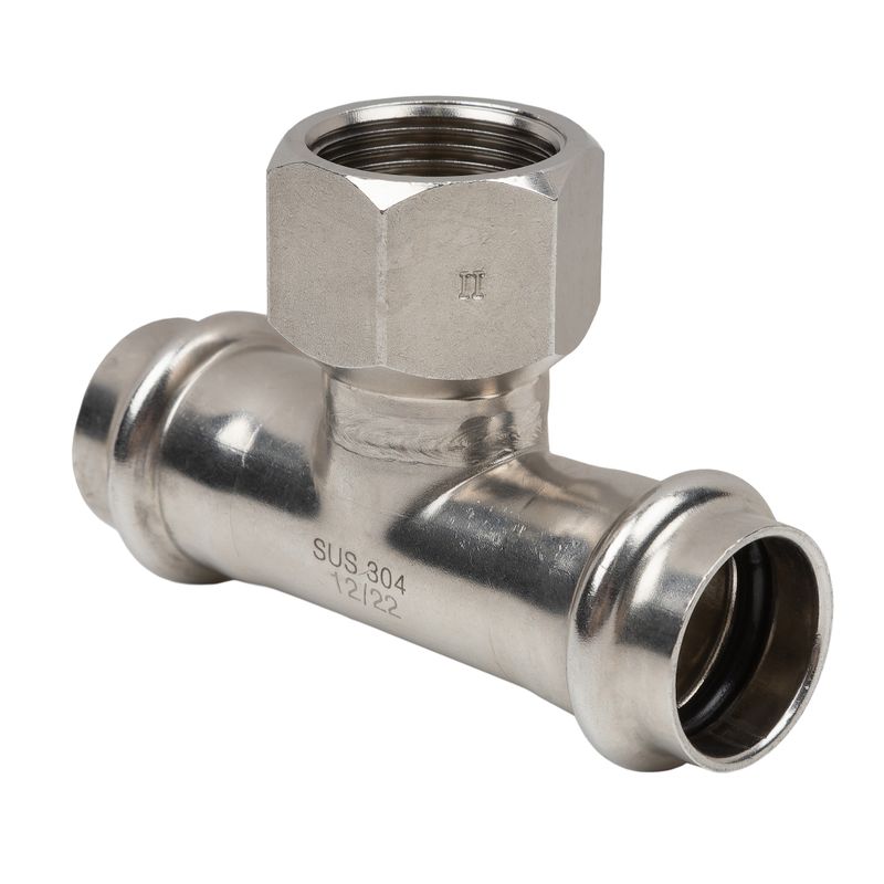 Пресс тройник переходной из нержавеющей стали ВР 22х3/4" Rommer