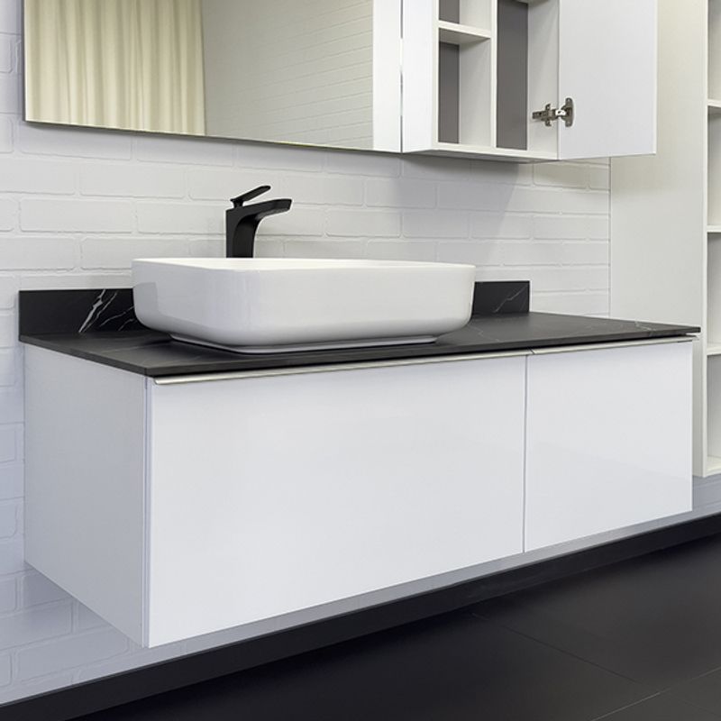 Тумба подвесная Comforty Милан 120 с раковиной Comforty T Y9378 белая с графитовой столешницей