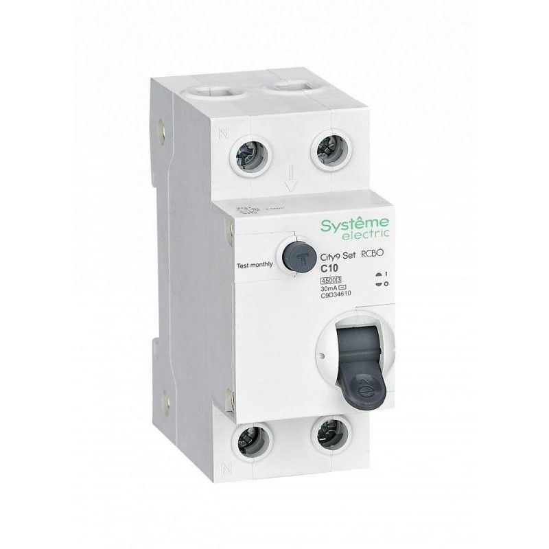 Выключатель автоматический дифференциального тока двухполюсной C 10А 30мА тип AC City9 Systeme Electric