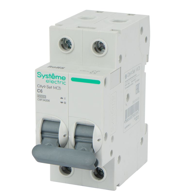 Выключатель автоматический двухполюсной C 6А 4.5кА City9 Systeme Electric