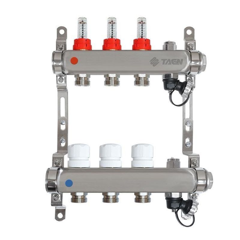 Коллекторная группа Taen 1" евроконус 3/4" на 3 выхода с расходомерами