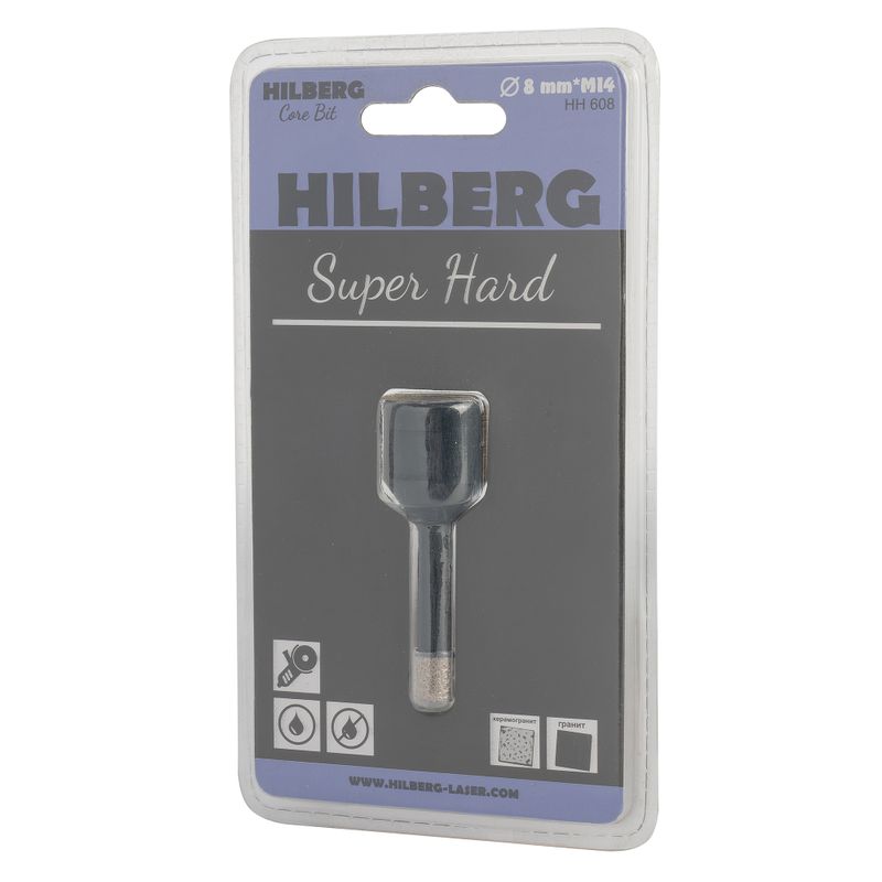 Коронка алмазная Hilberg Super Hard по керамике и керамограниту для УШМ 8 мм