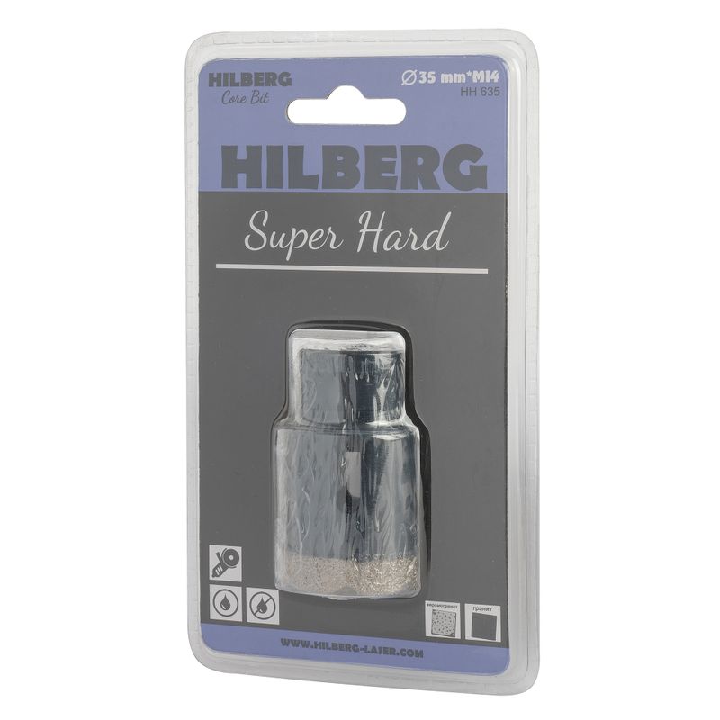 Коронка алмазная Hilberg Super Hard по керамике и керамограниту для УШМ 35 мм