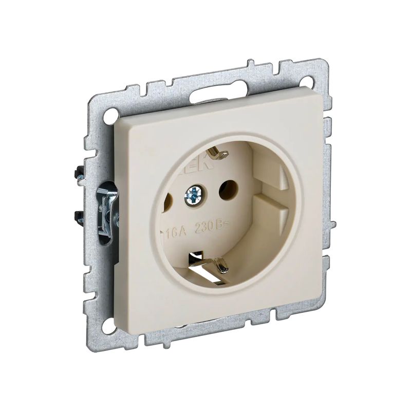 Механизм розетки с заземлением Brite бежевая IP20 IEK