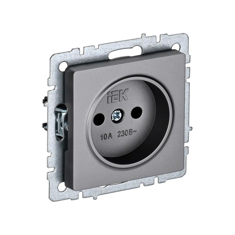 Механизм розетки без заземления Brite сталь IP20 IEK