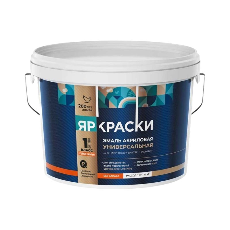 Эмаль акриловая Яркраски (база С) шелковисто-матовая 2,7кг