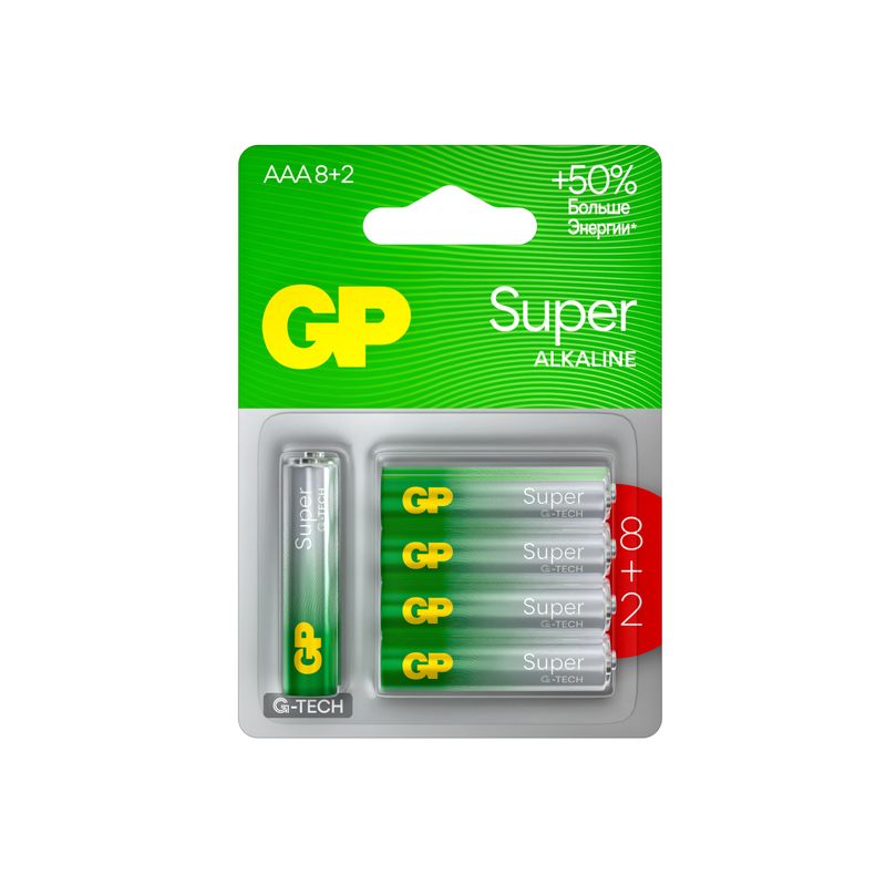 Батарейка алкалиновая GP Super Alkaline 24А ААA 10 шт на блистере