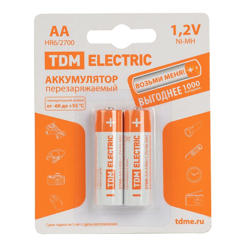 Аккумулятор AA TDM 2700 mAh Ni-MH 2 шт/уп