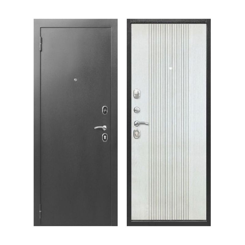 Дверь входная металлическая Ferroni Nova серебро/белый ясень 960 мм левая