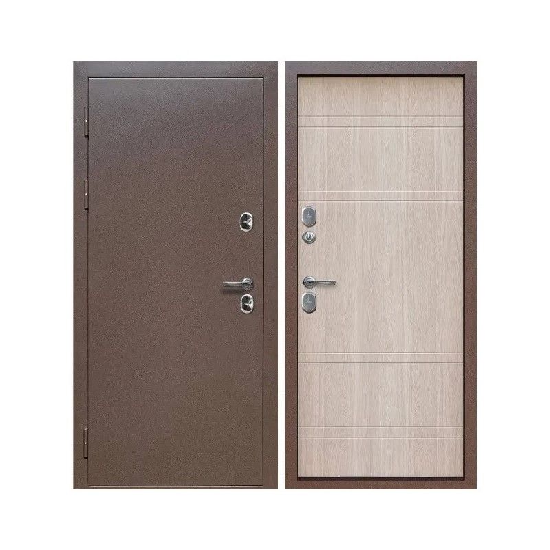 Дверь входная металлическая с терморазрывом Прораб Протерма шоколад букле/уайт 860 мм левая