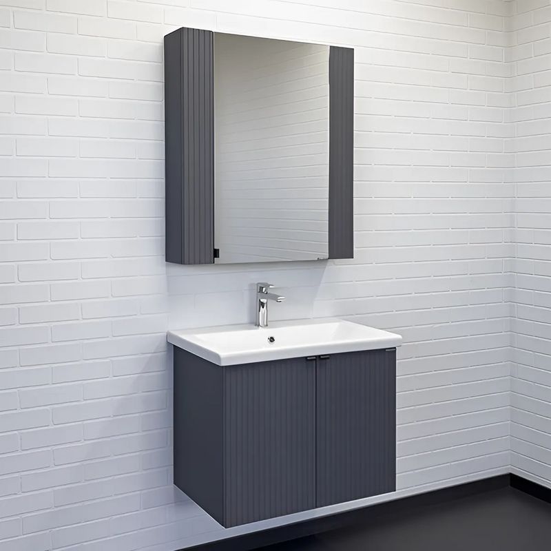 Тумба подвесная Comforty Лима 70 с раковиной Como 70 антрацит