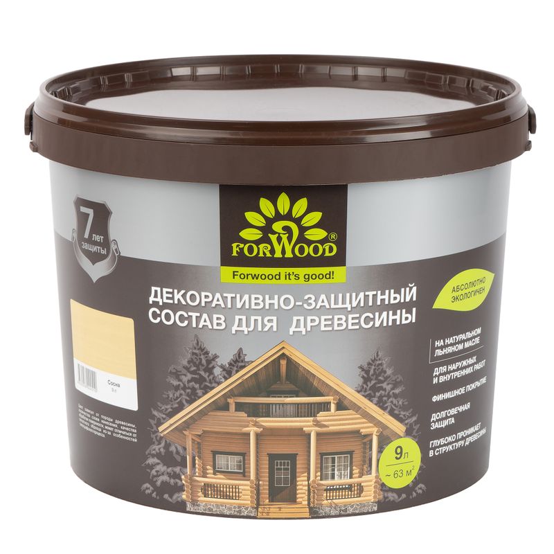 Состав декоративно-защитный для древесины Forwood сосна полуматовый 9л