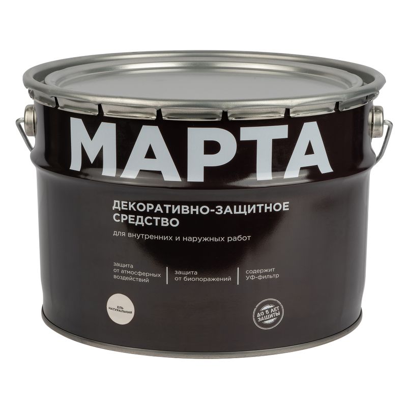 Декоративно-защитное средство для дерева Марта ель натуральная полуматовое 9л
