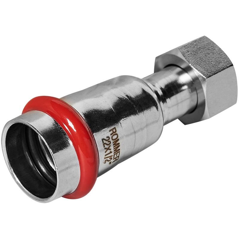 Пресс муфта из нержавеющей стали с накидной гайкой 22х1/2" Rommer