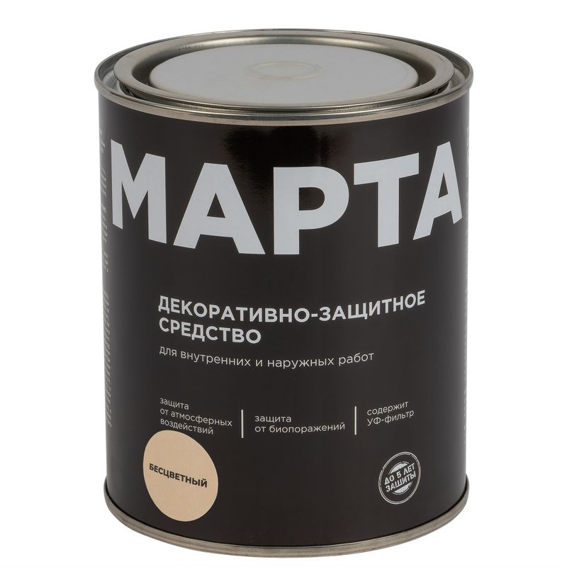 Декоративно-защитное средство для дерева Марта бесцветное полуматовое 0,75л