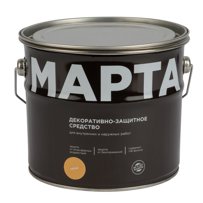 Декоративно-защитное средство для дерева Марта сосна полуматовое 2,7л