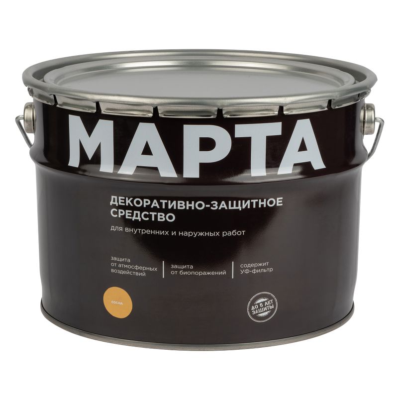 Декоративно-защитное средство для дерева Марта сосна полуматовое 9л