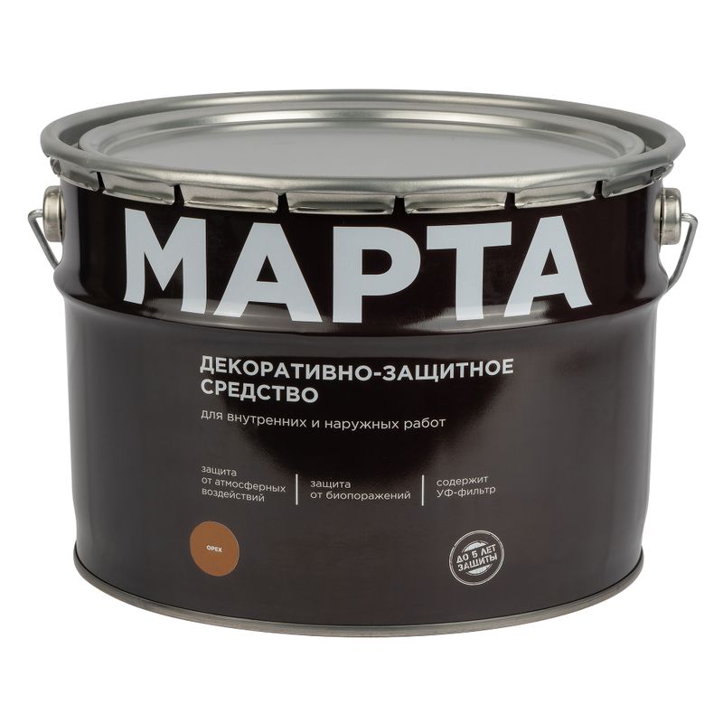 Декоративно-защитное средство для дерева Марта орех полуматовое 9л