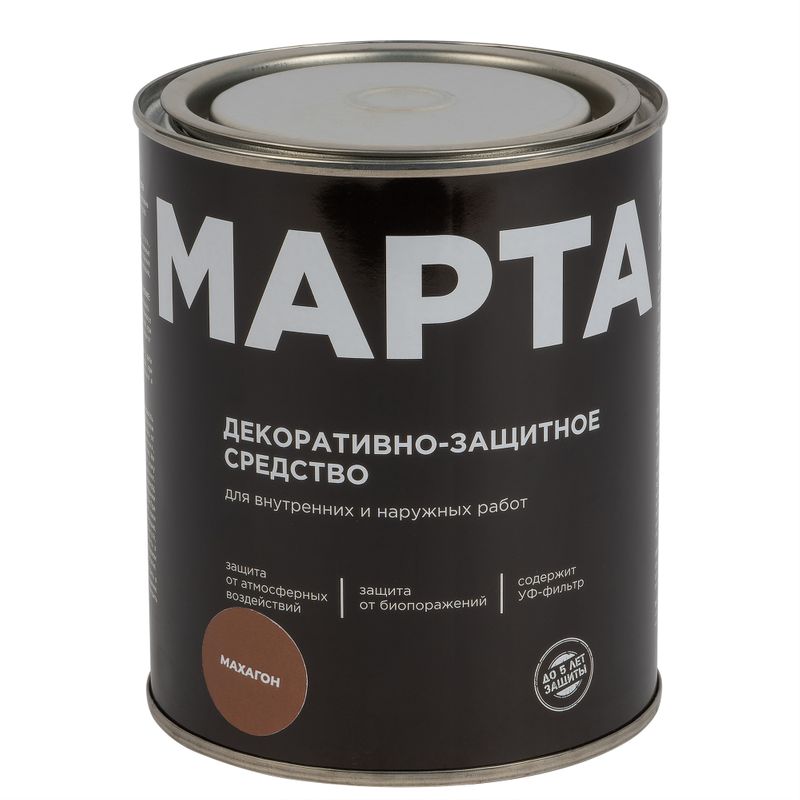 Декоративно-защитное средство для дерева Марта махагон полуматовое 0,75л