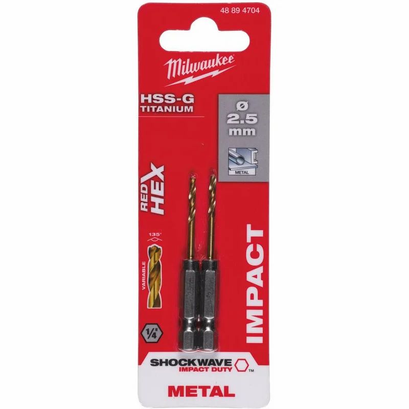 Сверло по металлу 2,5х62/19 мм RedHEX HSS-G TiN Milwaukee 2 шт