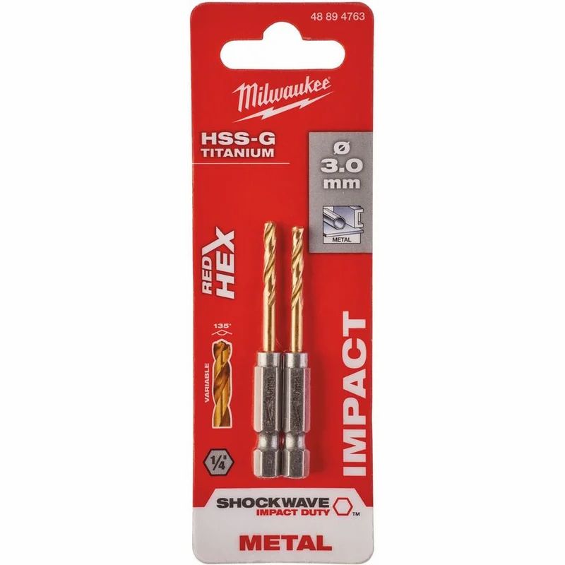 Сверло по металлу 3х65/23 мм RedHEX HSS-G TiN Milwaukee 2 шт