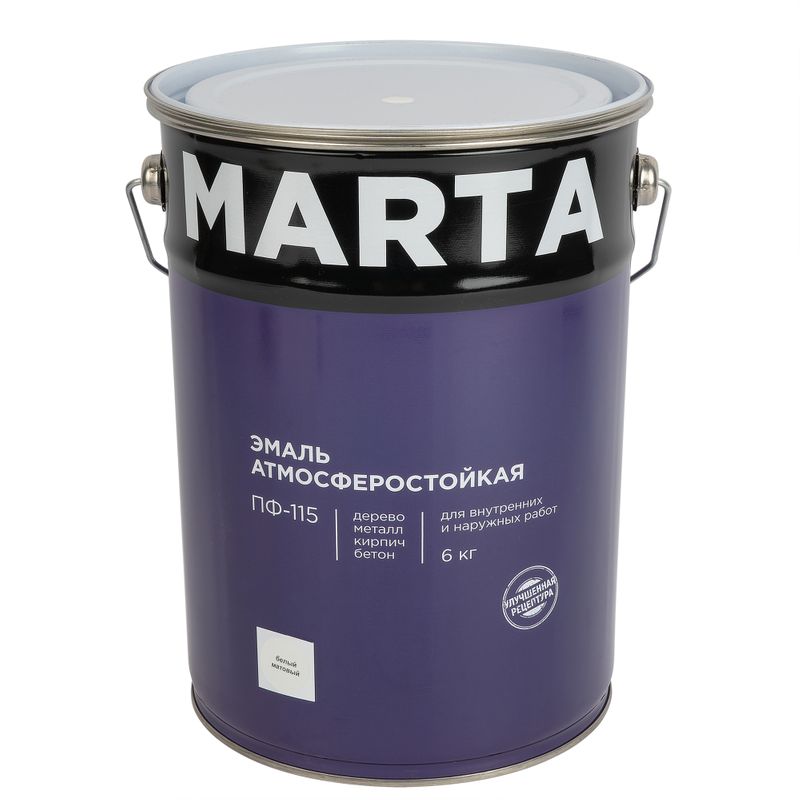 Эмаль ПФ-115 Марта белая матовая 6кг