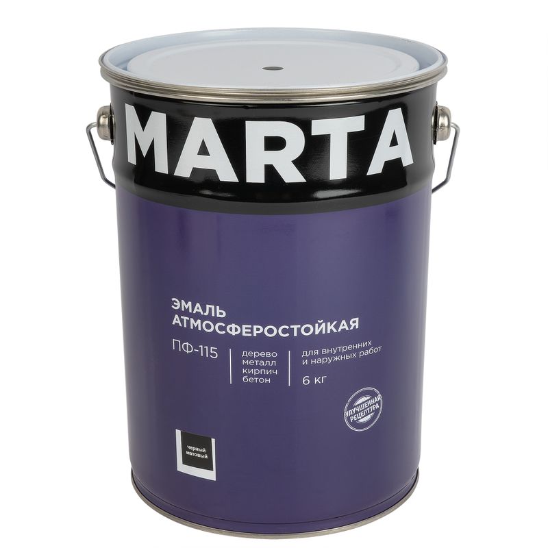 Эмаль ПФ-115 Марта черная матовая 6кг