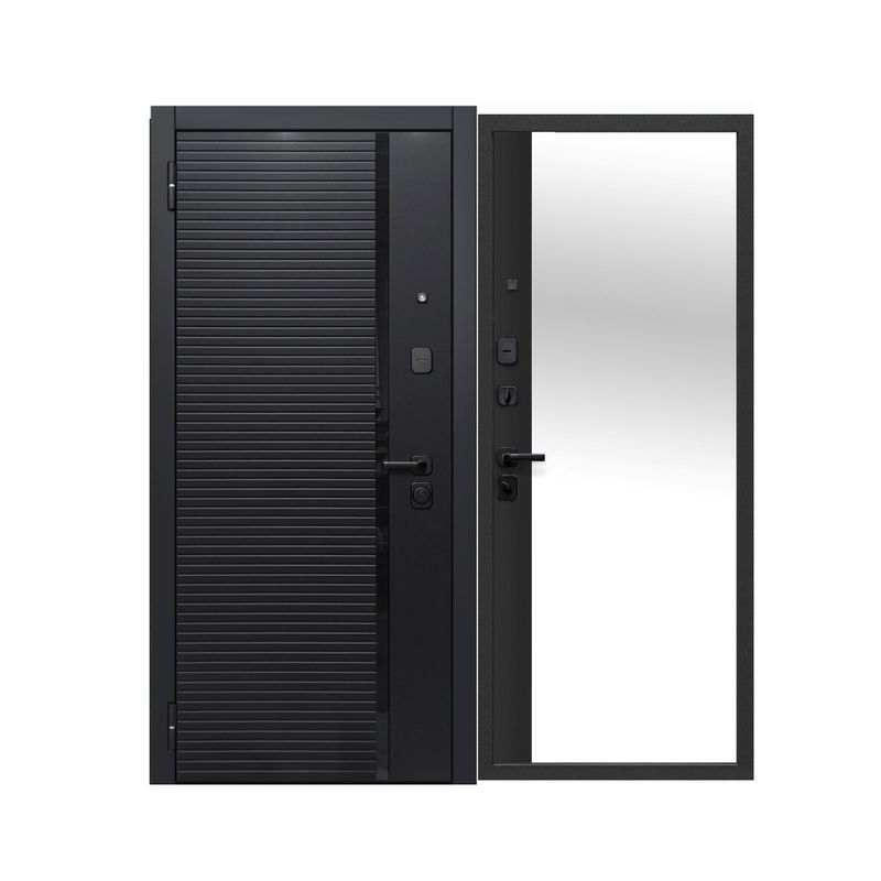 Дверь входная металлическая Ferroni мдф/зеркало черный 860 мм левая