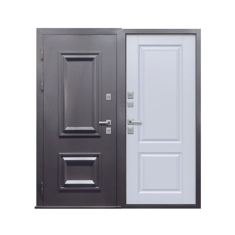 Дверь входная металлическая с терморазрывом Протерма Багет 11 см, Букле Антрацит/Белый матовый 960 левая, Прораб