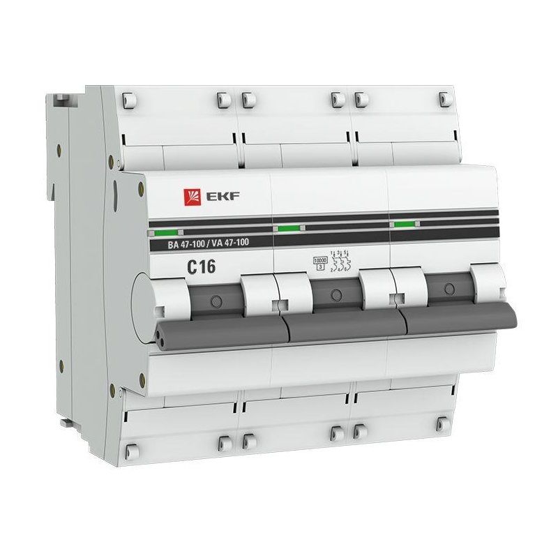Выключатель автоматический трехполюсный C 16А 10кА PROxima EKF