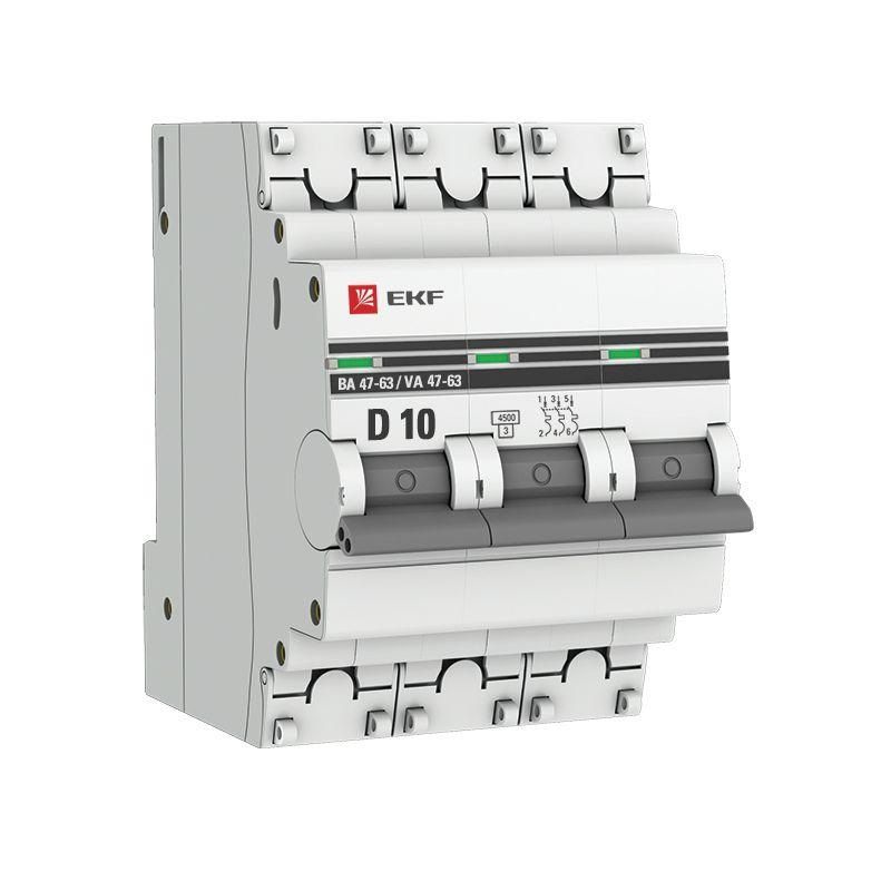 Выключатель автоматический трехполюсный D 10А 4,5кА PROxima EKF