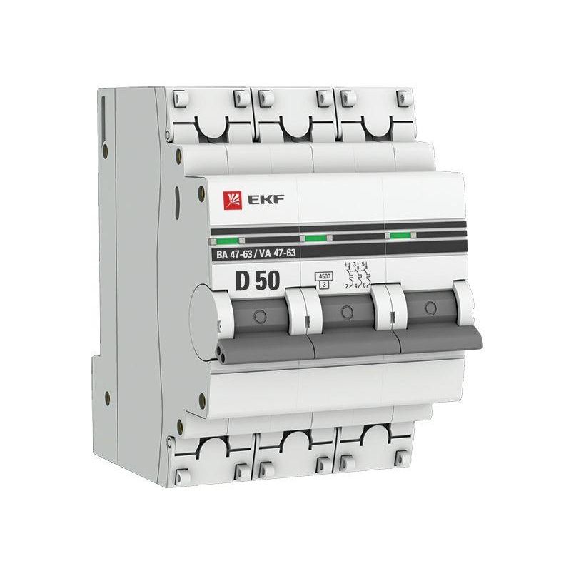 Выключатель автоматический трехполюсный D 50А 4,5кА PROxima EKF
