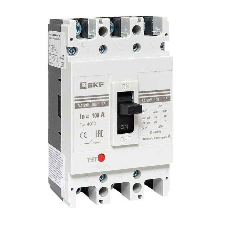 Выключатель автоматический трехполюсный 100/100А 35кА PROxima EKF