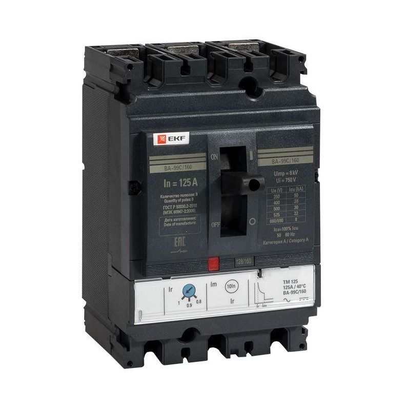 Выключатель автоматический трехполюсный 160/125А 36кА Compact NS PROxima EKF