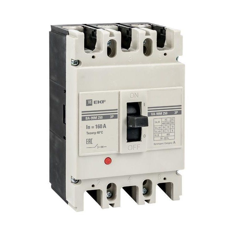 Выключатель автоматический трехполюсный 250/160А 35кА PROxima EKF