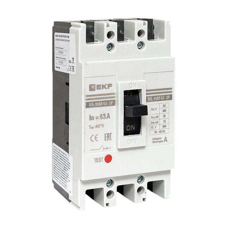 Выключатель автоматический трехполюсный 63/63А 25кА PROxima EKF