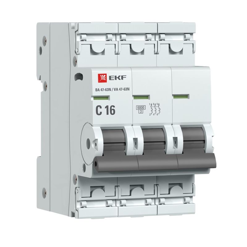 Выключатель автоматический трехполюсный C 16А 6кА PROxima EKF
