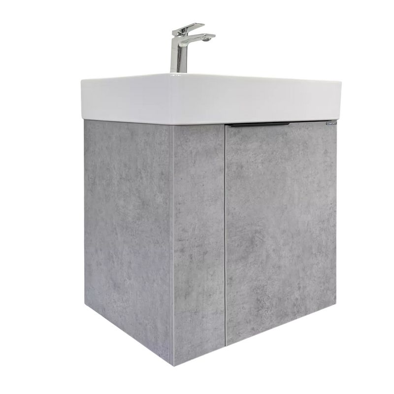 Тумба подвесная Comforty Асти 60П с раковиной CF3WL032 бетон светлый